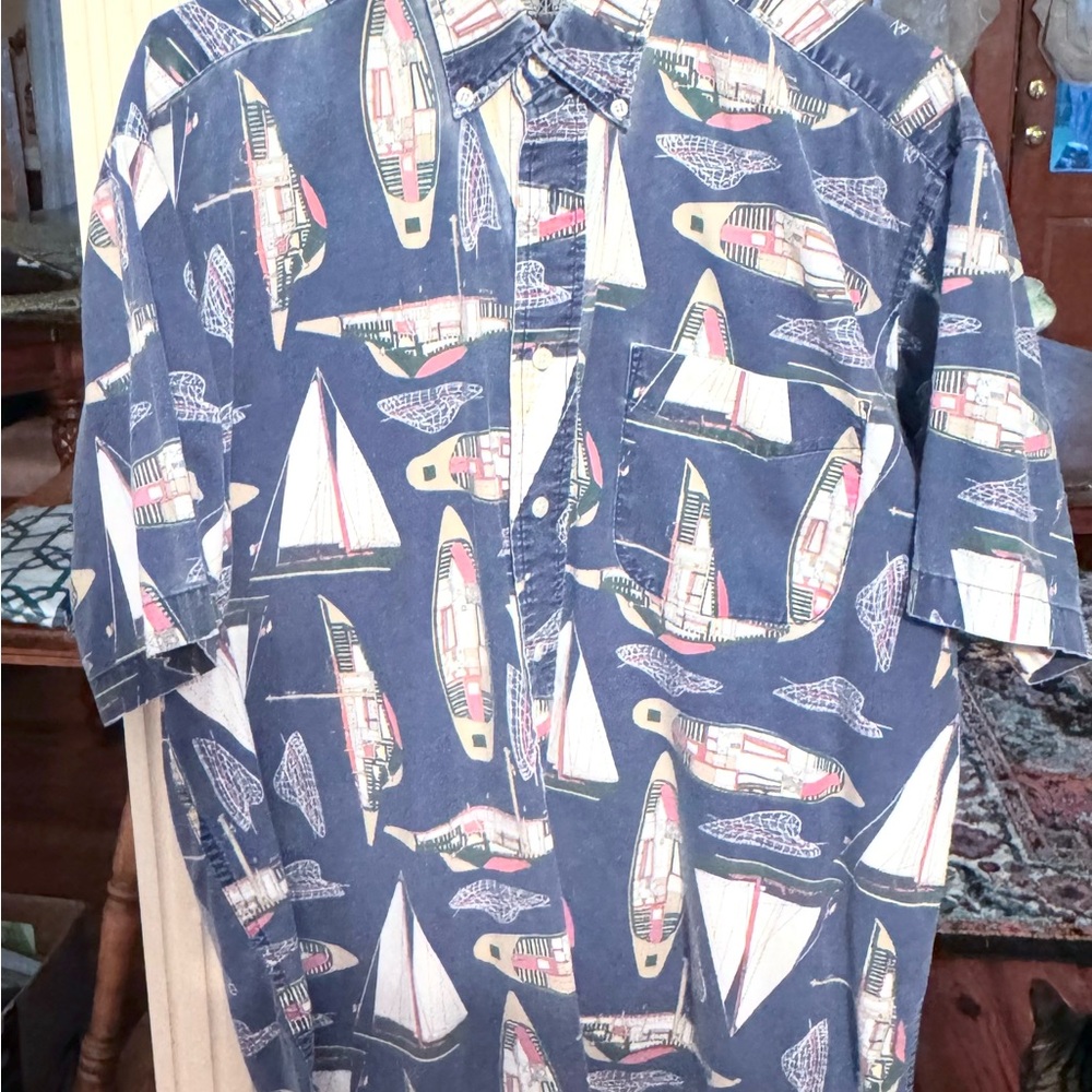 Nautical Print Blue Men's Shirt